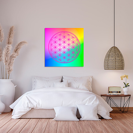 Multicolour Flower of Life canvas