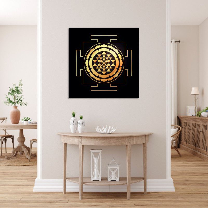 Sri Yantra Bild mit schwarzem Hintergrund