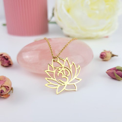 Orecchini Donna In Acciaio Inox Con Simbolo Om E Fiore Di Loto - Spirituali, Yoga, Regalo In Velluto (Oro O Argento)