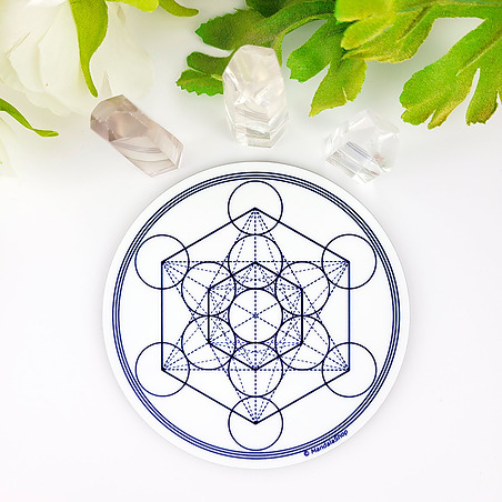 Harmonisierungsdisk Metatron-Würfel Weiß