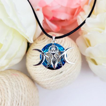 Eudora 925 Sterling Silver Hecate Dog Collana Tripla Luna Dea Amuleto Ciondolo Pietra di Luna Tripla Dea Gioielli Regalo Delle Donne  36