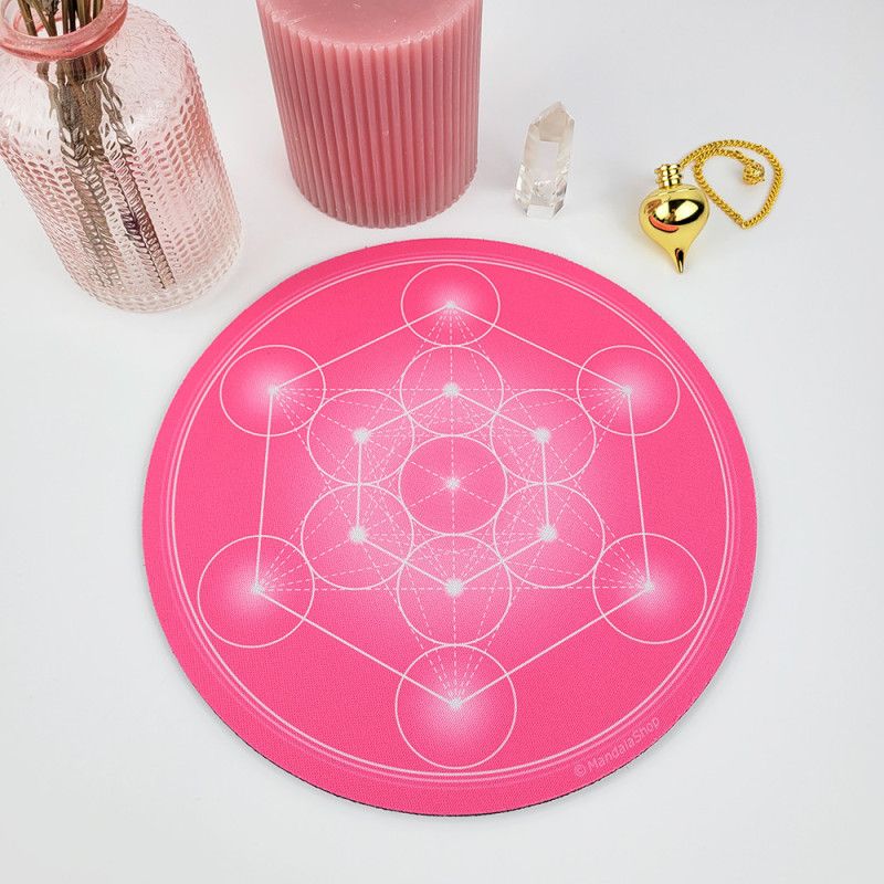 Mauspad Metatron-Würfel rosa
