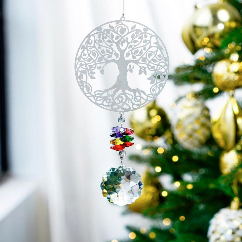 Sonnenfänger Lebensbaum aus Metall und Kristall