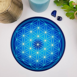 Tapis de souris rond Fleur de Vie bleue