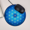 Tapis de souris rond Fleur de Vie bleue