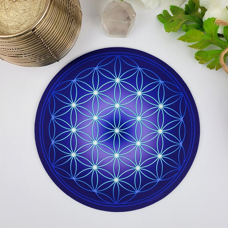 Mauspad Blume des Lebens indigo