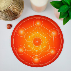 Mauspad Metatron-Würfel orange