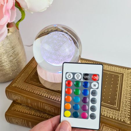 Boule de cristal Fleur de Vie 8 cm