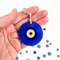 Dark blue evil eye keychain