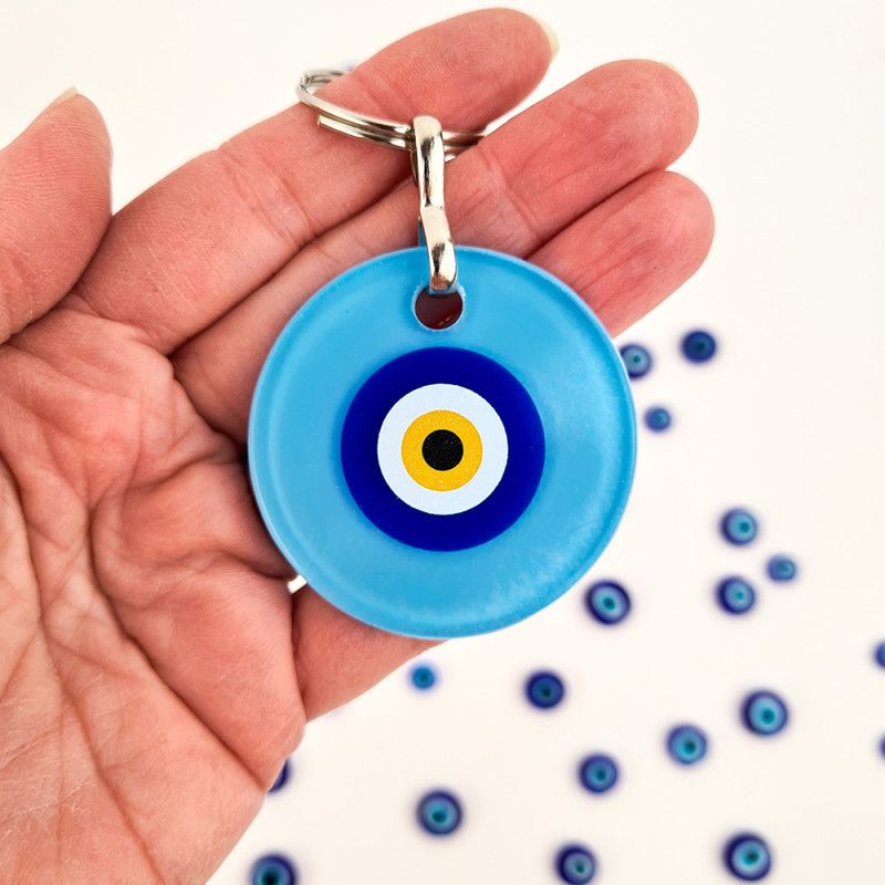 Schlüsselanhänger Auge hellblau