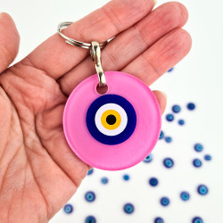 Pink turkish eye keychain