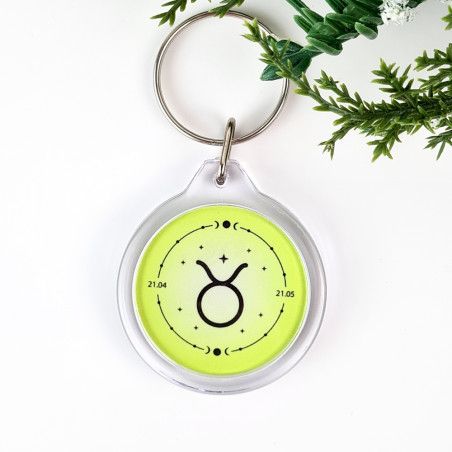 Portachiavi Costellazioni Luminose - 12 Segni Zodiacali In Vetro Doppia Faccia, Con Ciondolo Rotante, Idea Regalo