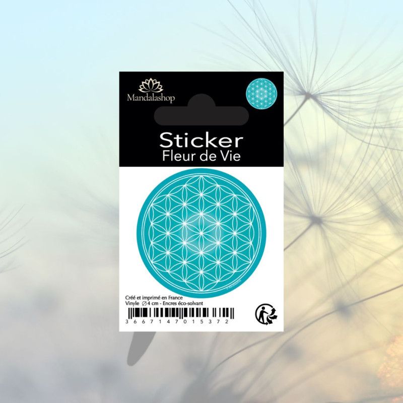 Sticker autocollant Fleur de Vie turquoise
