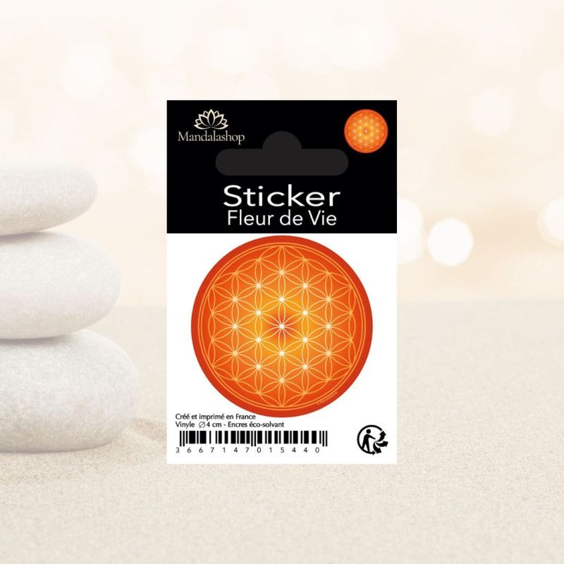 Sticker autocollant Fleur de Vie orange