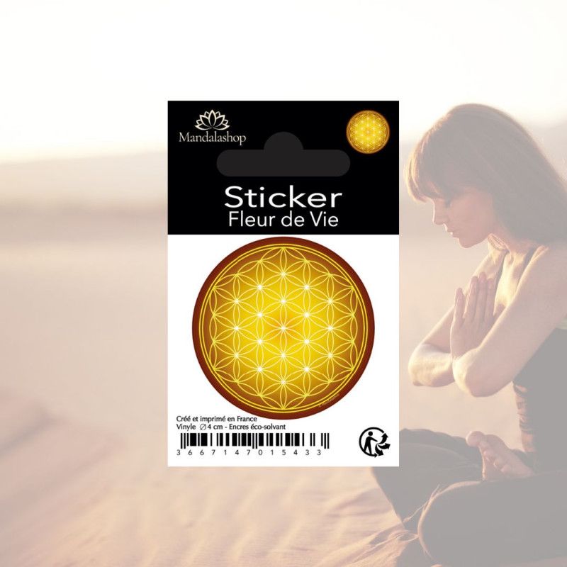 Sticker adesivo Fiore della Vita gialla
