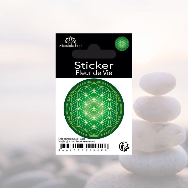 Sticker autocollant Fleur de Vie verte