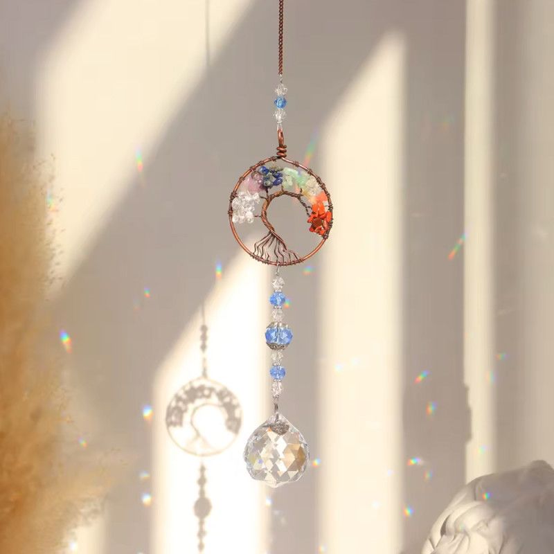 Attrape-soleil en cristal Arbre de Vie avec pierres