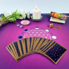 Violette Tarot-Tischdecke Blume des Lebens 60x60 cm