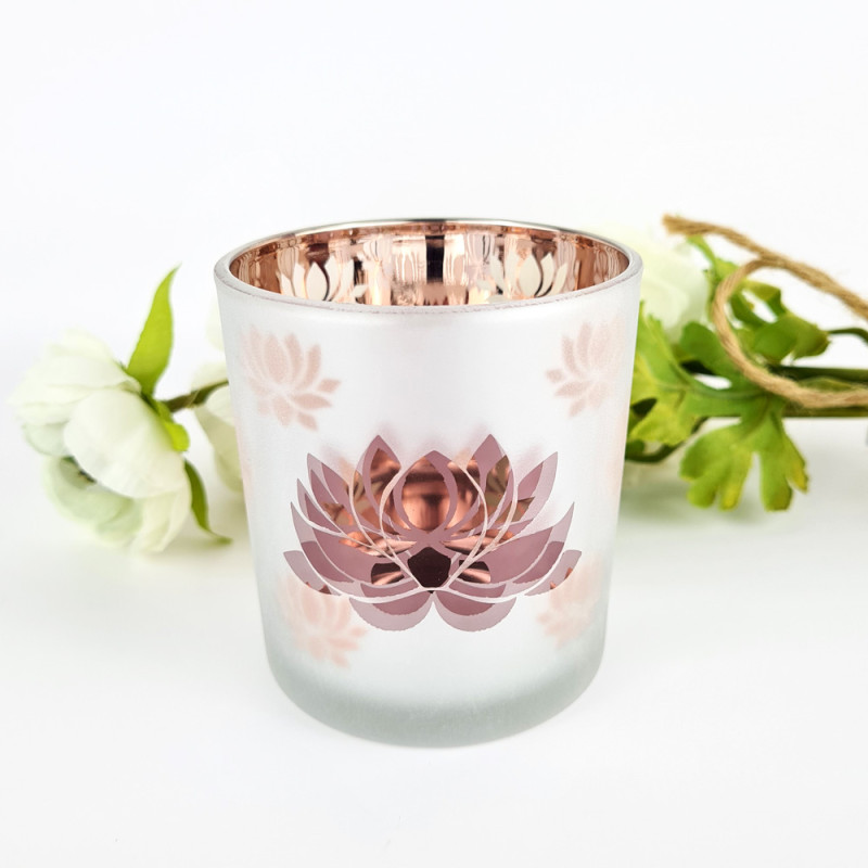 Portacandela Fiore di Loto con interno rosa
