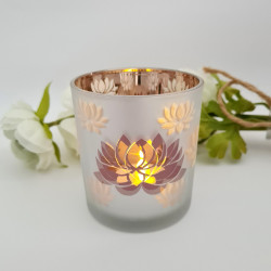 Photophore Fleur de Lotus intérieur rose