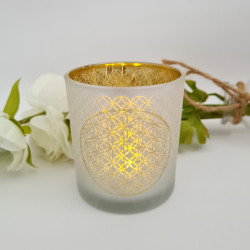 Teelichthalter Blume des Lebens – Gold innen