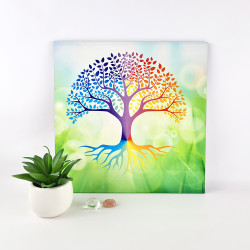 Energetische Holzplatte Lebensbaum Grün