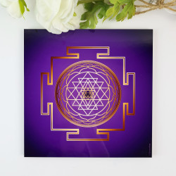 Vassoio energizzante Sri Yantra (sfondo viola)