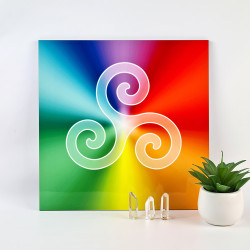 Energetische Holzplatte Triskele multicolor