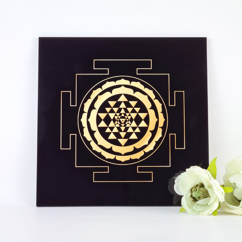 Sri Yantra energising tray (black background)