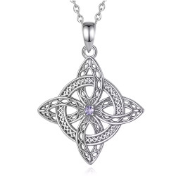 Pendentif noeud de sorcière zircon améthyste