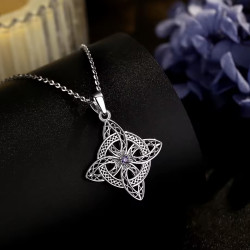Pendentif noeud de sorcière zircon améthyste