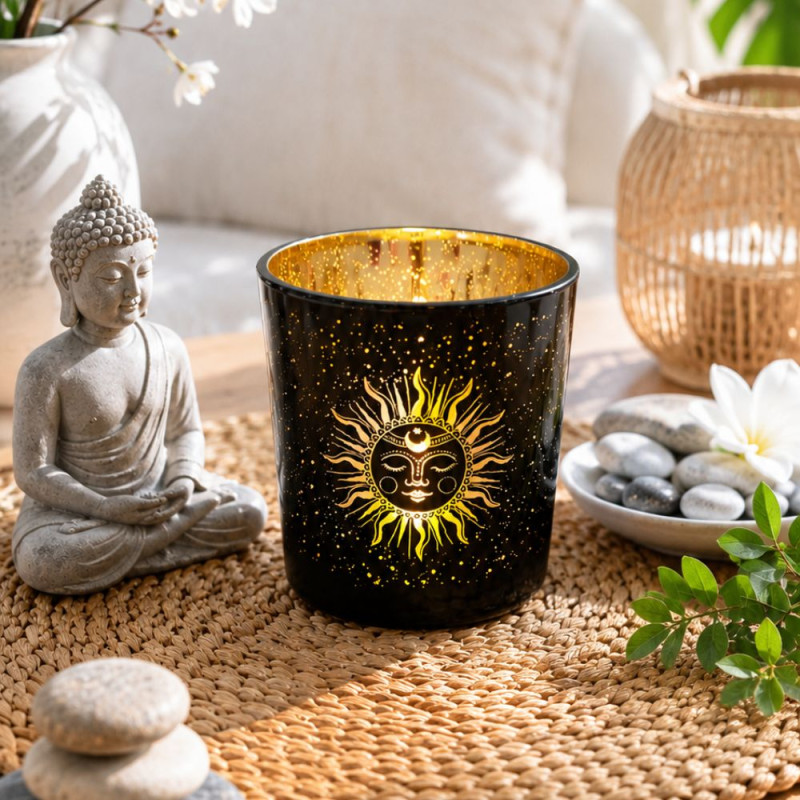 Teelichthalter Mond & Sonne – Gold innen