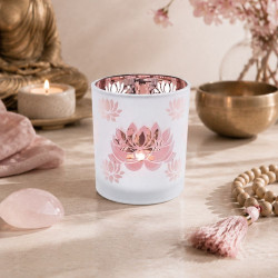 Lotus Tealight Holder with Rose-Toned Interior