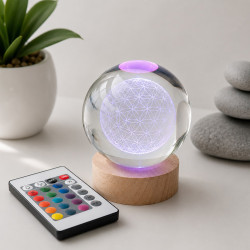Boule de cristal Fleur de Vie 8 cm