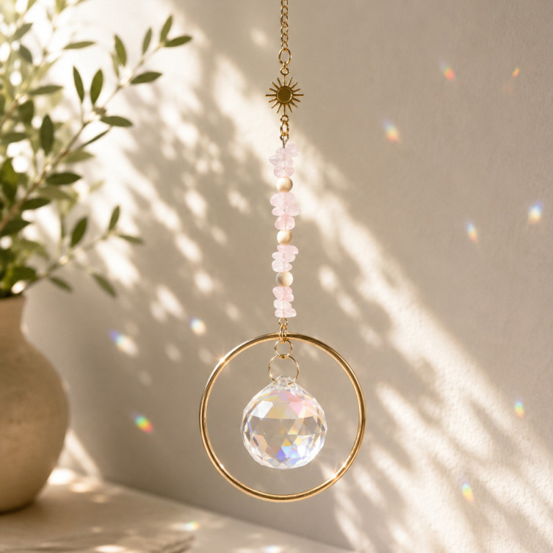 Astra Rose Quartz Suncatcher