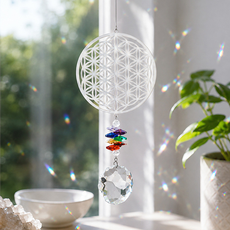Atrapasol de cristal Flor de la Vida