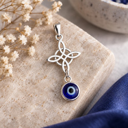 Pendentif Nœud de Sorcière et Œil Turc