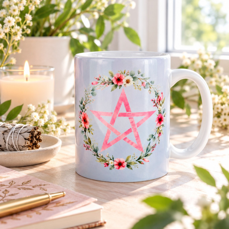 Taza Pentagrama Floral