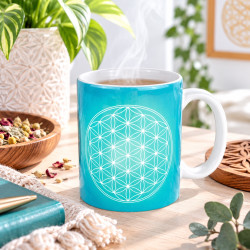 Tasse Blume des Lebens türkis