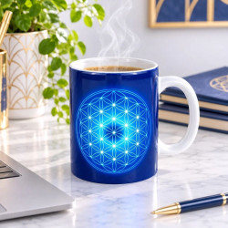 Tasse Blume des Lebens blau