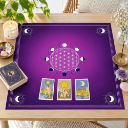 Purple satin tarot cloth 60x60 cm – Flower of Life
