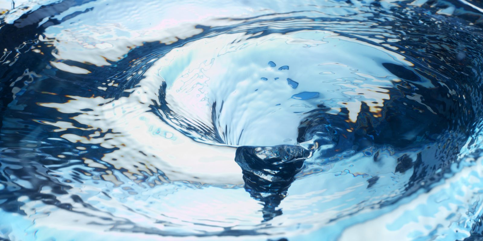 Water vortex symbolizing vortex-energized water, energy flow, and natural purification.