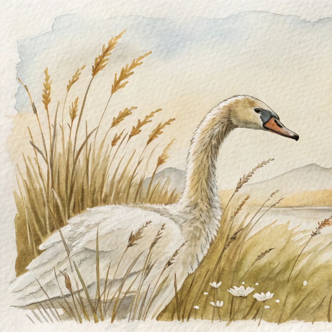 Cygne blanc représentant l’Albédo en alchimie spirituelle, symbole de purification, clarté intérieure et renaissance lumineuse